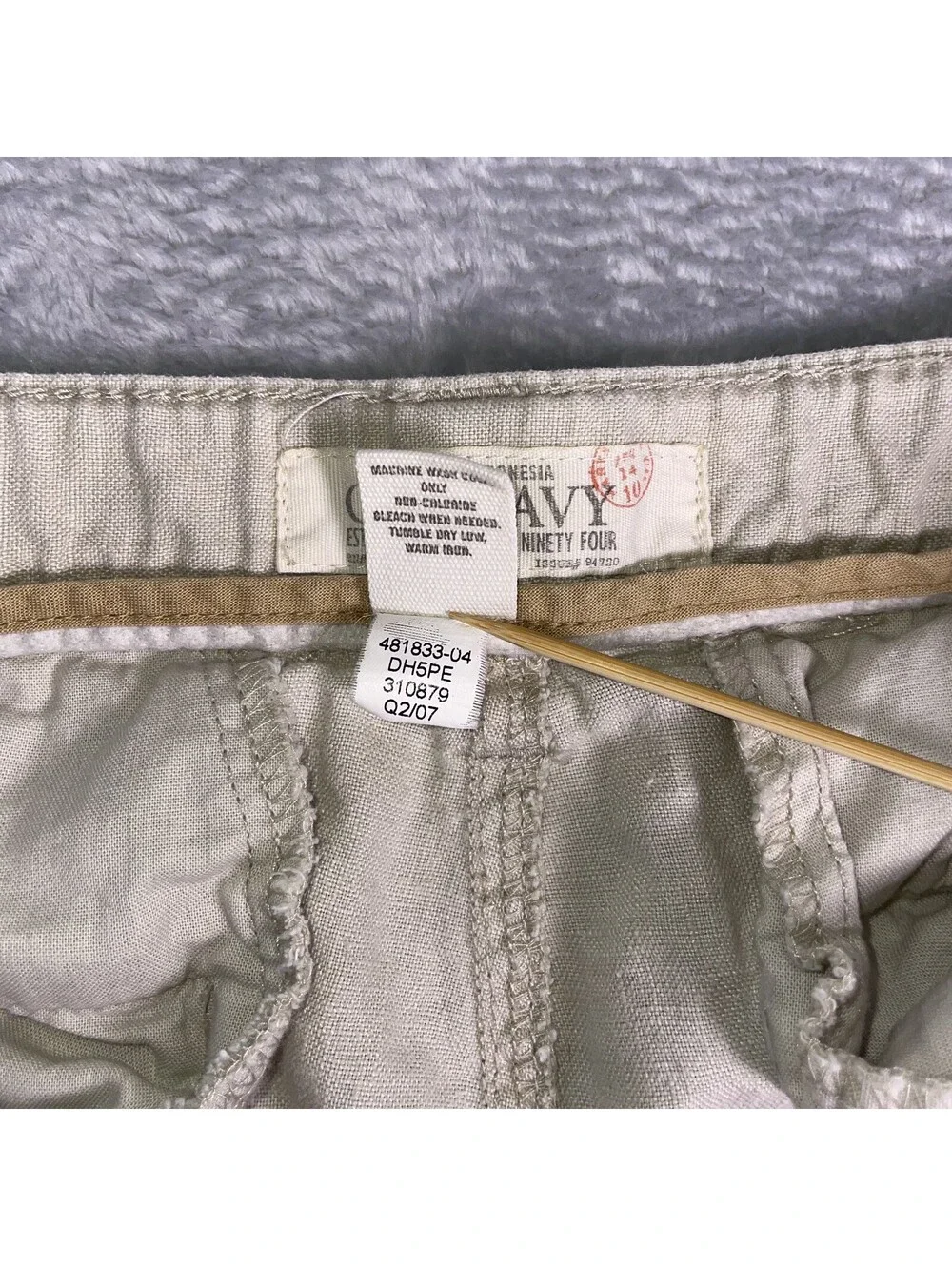 Vintage Old Navy Linen Pants Mens 36x34 Beige Relaxed Straight Leg Coastal Beach